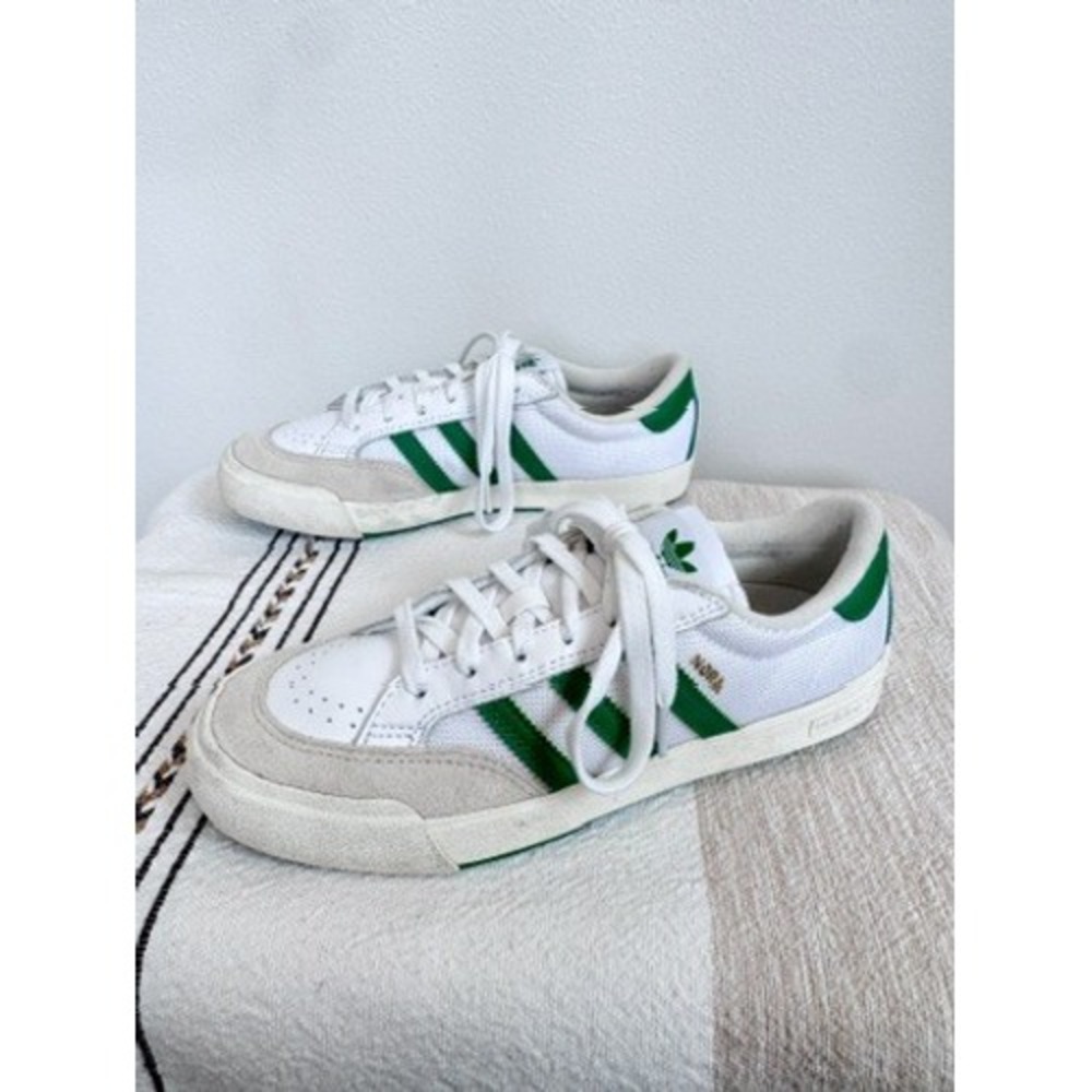 Adidas Nora Skateboarding Shoes White Green Low Top Sneakers Suede Toe